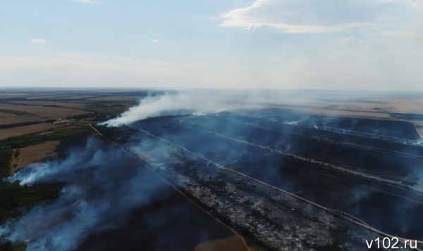 Крупный пожар на площади 190 га в Советском районе Волгограда локализован (ВИДЕО)