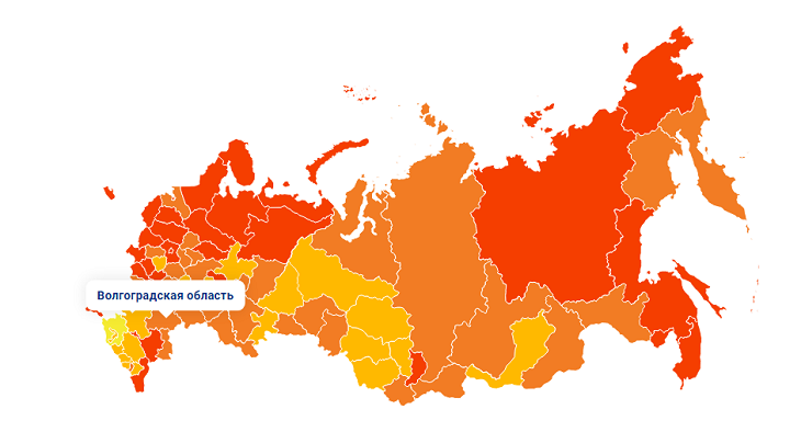 Волгоградская область попала в «оранжевую» зону по COVID-19