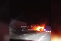 На трассе Р-22 в Волгоградской области сгорел грузовик с прицепом