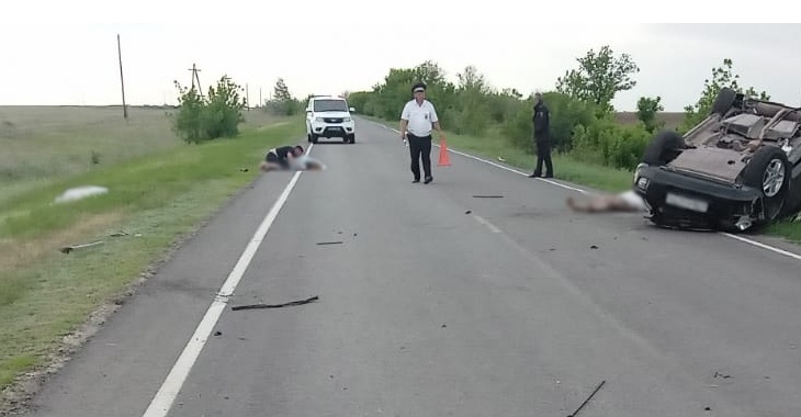 В Волгоградской области на обочине перевернулся автомобиль, трое погибших
