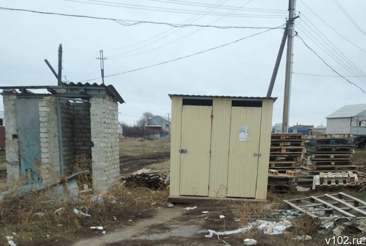 В райцентре Волгоградской области крышу уличного туалета проломило деревом