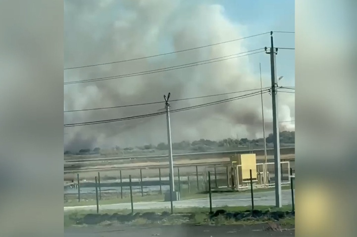 Под Волгоградом очевидцы засняли крупный пожар в районе Великого Октября