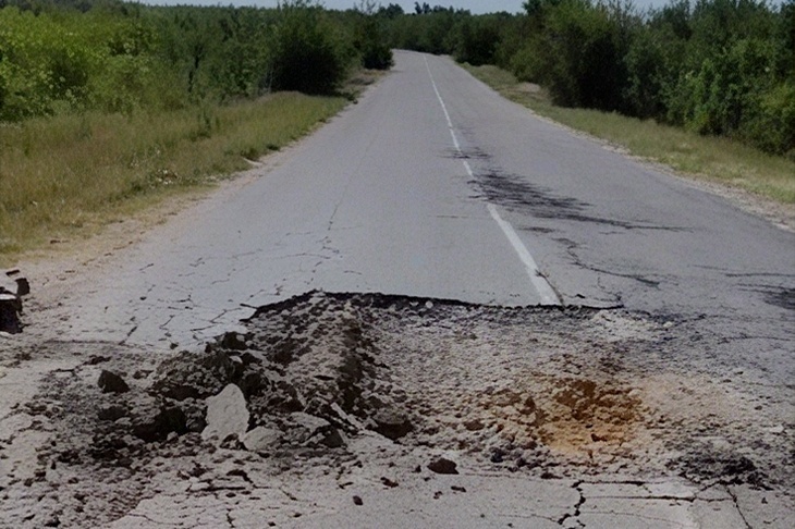 Дорога с перепаханным асфальтом под Волгоградом шокировала Бастрыкина